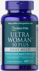 Puritan's Pride, Мультивитамины для женщин ультра 50+, 60 капсул (PTP-17393), фото