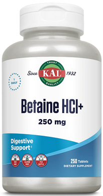 KAL, Betaine HCL+, бетаина гидрохлорид, 250 мг, 250 таблеток (CAL-10269), фото