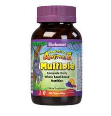 Bluebonnet Nutrition, Rainforest Animalz, мультивітамін на основі цілісних продуктів, натуральний ароматизатор зі смаком фруктів, 90 жувальних таблеток у формі тварин (BLB-00190), фото