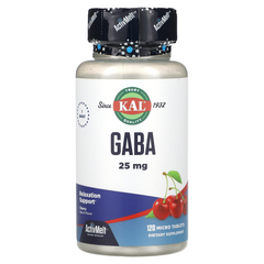 ГАМК (гамма-аміномасляна кислота), GABA, KAL, вишня, 25 мг, 120 таблеток (CAL-87768), фото