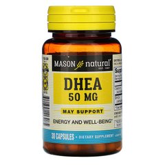 Дегидроэпиандростерон, 50 мг, DHEA, Mason Natural, 30 капсул (MAV-11308), фото