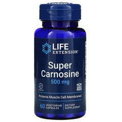 Life Extension, Super Carnosine, 500 мг, 60 вегетаріанських капсул (LEX-20206), фото