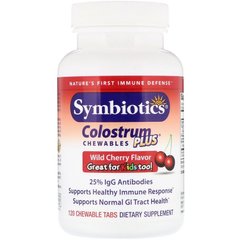 Symbiotics, Colostrum Plus, молозиво, зі смаком вишні, 120 жувальних пігулок (SYM-01013), фото