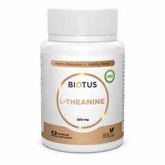 L-теанин, L-Theanine, Biotus, 200 мг, 60 капсул (BIO-531101), фото