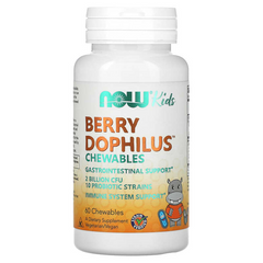 Now Foods, Berry Dophilus, для дітей, 2 мільярди КУО, 60 жувальних таблеток (NOW-02936), фото