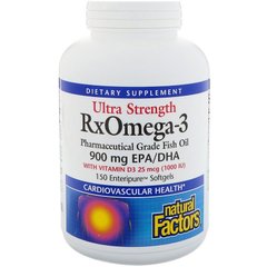 Омега 3 с витамином Д3 1000 МЕ, RxOmega-3, Natural Factors, 150 капсул (NFS-35492), фото