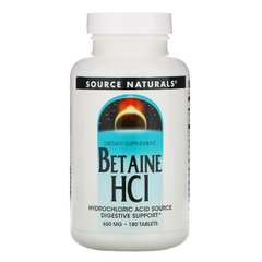 Source Naturals, Бетаїну гідрохлорид, 650 мг, 180 таблеток (SNS-01362), фото