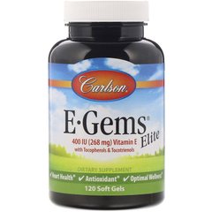 Carlson Labs, E-Gems Elite, витамин E, 268 мг (400 МЕ), 120 мягких гелевых капсул (CAR-00771), фото