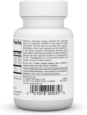 Силімарин плюс (Розторопша), Source Naturals, 30 таблеток (SNS-00035), фото