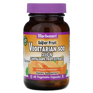 Bluebonnet Nutrition, Super Fruit, Vegetarian SOD, экстракт плодов канталупы, 250 МЕ, 60 растительных капсул (BLB-00873), фото