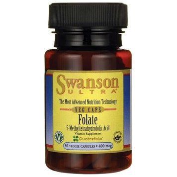 Фолат, Ultra Folate, Swanson, 400 мкг, 30 вегетарианских капсул (SWV-02758), фото