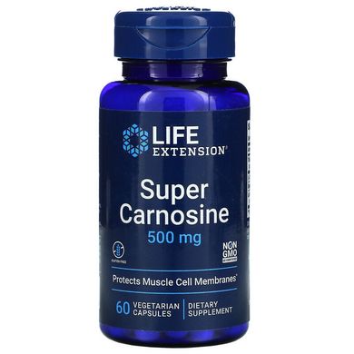 Life Extension, Super Carnosine, 500 мг, 60 вегетаріанських капсул (LEX-20206), фото