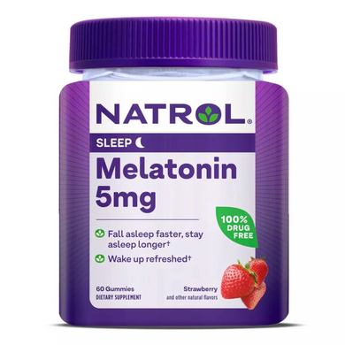 Natrol, Melatonin, Мелатонін, 5 мг, смак полуниці, 60 жувальних таблеток (NTL-07585), фото