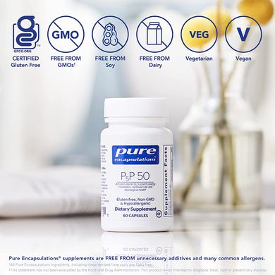 Pure Encapsulations, P-5-P, активный витамин В6, 50 мг, 60 капсул (PE-00210), фото