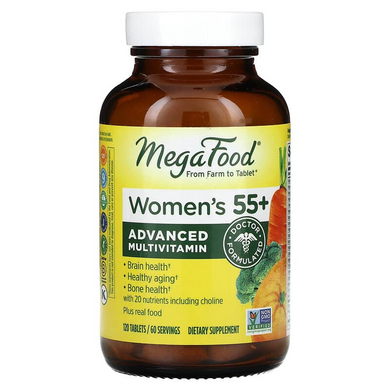 MegaFood, Multi for Women 55+, комплекс вітамінів та мікроелементів для жінок старше 55 років, 120 таблеток (MGF-10327), фото