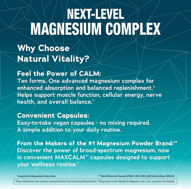 Комплекс магния 300 мг Natural Vitality CALM MaxCalm10 - 90 веганских капсул, фото