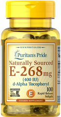 Вітамін Е, Vitamin E, Puritan's Pride, натуральний, 400 МО, 100 гелевих капсул (PTP-10540), фото