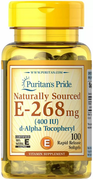 Вітамін Е, Vitamin E, Puritan's Pride, натуральний, 400 МО, 100 гелевих капсул (PTP-10540), фото