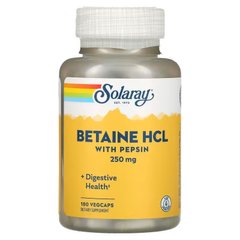 Solaray, бетаїн гідрохлорид з пепсином, 250 мг, 180 рослинних капсул (SOR-04816), фото