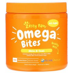 Zesty Paws, Omega Bites, добавка для собак, для будь-якого віку, зі смаком курки, 90 м'яких жувальних пігулок (ZTP-00715), фото