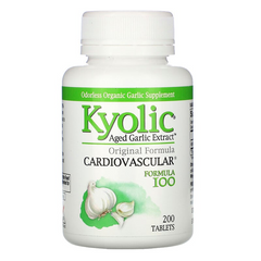 Kyolic, Екстракт витриманого часнику, для серцево-судинної системи, формула 100, 200 таблеток (WAK-10032), фото