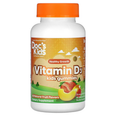 Doctor's Best, Doc's Kids, дитячі жувальні мармеладки з вітаміном D3, повністю натуральні фрукти, 25 мкг (1000 МО), 60 жувальних таблеток з натуральним фруктовим пектином (DRB-00546), фото