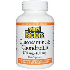 Глюкозамін хондроїтин, Glucosamine & Chondroitin, Natural Factors, 500/400 мг, 120 капсул (NFS-02687), фото