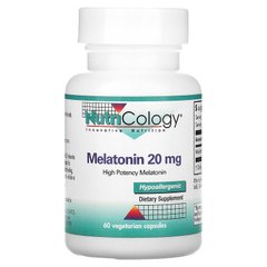 Nutricology, Мелатонін, 20 мг, 60 вегетаріанських капсул (ARG-51580), фото