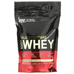 Optimum Nutrition, Сироватка Gold Standard 100% Whey, ванільне морозиво, 454 г (OPN-05226), фото