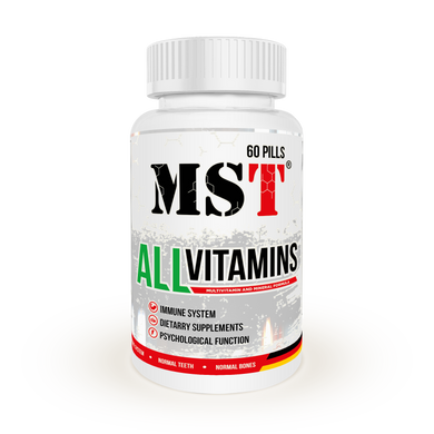 MST Nutrition, Мультивитамины, All Vitamins, вкус клубника, 60 жевательных табелток (MST-16104), фото