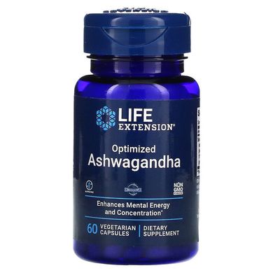 Life Extension, оптимізований екстракт ашваганди, 60 вегетаріанських капсул (LEX-88806), фото
