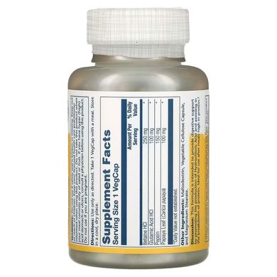 Solaray, бетаин гидрохлорид с пепсином, 250 мг, 180 растительных капсул (SOR-04816), фото