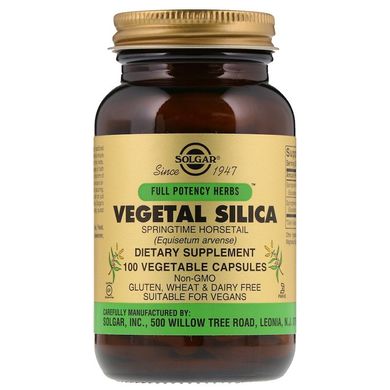 Solgar, Кремній вегетаріанський, Vegetal Silica, 100 капсул (SOL-04068), фото