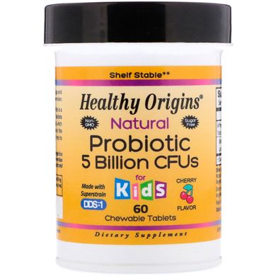 Пробіотик для дітей, Natural Probiotic, Healthy Origins, 5 мільярдів КУО, 60 жувальних таблеток (HOG-55521), фото