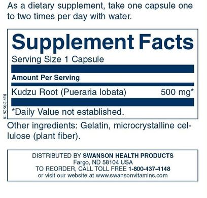 Кудзу корень, Anson Kudzu Root, Swanson, 500 мг, 60 капсул (SWV-11034), фото