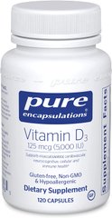 Pure Encapsulations, Вітамін Д3, 5000 МО, 120 капсул (PE-00816), фото