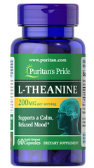 L-Теанін Puritan's Pride, L-Theanine 100 мг 60 капсул (PTP-12880), фото