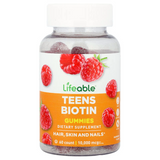 Lifeable, Биотин для подростков, 5000 мкг, со вкусом малины, 60 жевательных конфет (LFB-73144), фото
