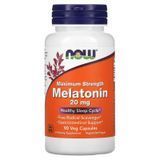 Мелатонін 20 мг NOW Foods Melatonin Maximum Strength - 90 рослинних капсул, фото