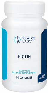 Біотин, Biotin, Klaire Labs, високоефективний, 5000 мкг, 90 капсул (KLL-00131), фото