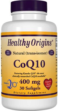Коензим Q10, CoQ10 (Kaneka Q10), Healthy Origins, 400 мг, 30 гелевих капсул (HOG-35026), фото