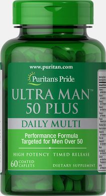 Мультивітаміни ультра для чоловіків 50 +, Ultra Man ™ 50 Plus, Puritan's Pride, 60 капсул (PTP-17311), фото