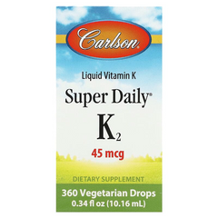 Carlson, Super Daily, рідкий вітамін K, вітамін K2, 45 мкг, 10,16 мл (CAR-10300), фото