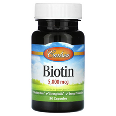 Биотин, Biotin, Carlson Labs, 5 мг, 50 капсул (CAR-24910), фото