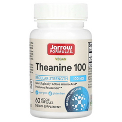 Jarrow Formulas, теанін 100, 100 мг, 60 вегетаріанських капсул (JRW-15050), фото
