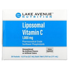 Lake Avenue Nutrition, липосомальный витамин C, с нейтральным вкусом, 1000 мг, 30 пакетиков по 5,7 мл (LKN-01751), фото