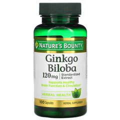Nature's Bounty, Гінкго білоба, 120 мг, 100 капсул (NRT-04544), фото