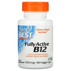 Doctor's Best, активный витамин B12, 1500 мкг, 180 вегетарианских капсул (DRB-00516), фото