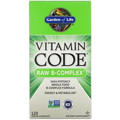 Garden of Life, Vitamin Code, Raw B-Complex, комплекс витаминов группы В, 120 веганских капсул (GOL-11650), фото