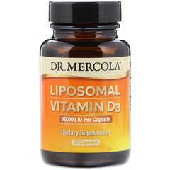 Dr. Mercola, Липосомальный витамин D3, 10 000 МЕ, 30 капсул (MCL-03148), фото